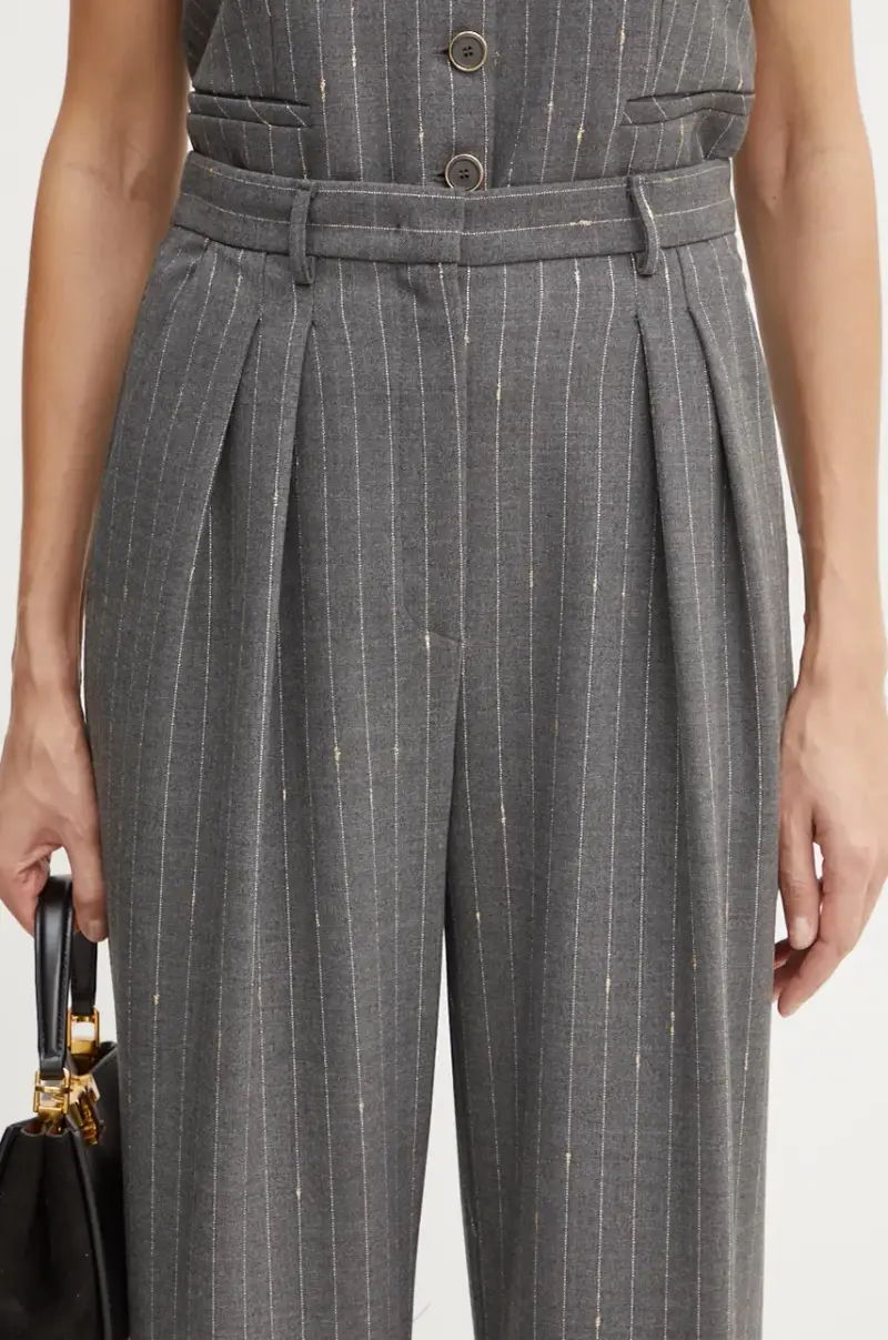 pantaloni in misto lana colore grigio A24CPPA014 miniatura 4