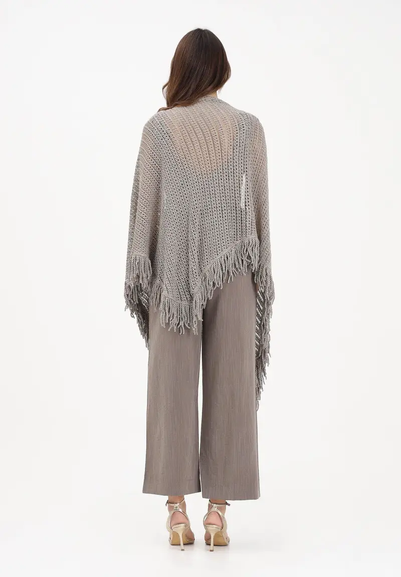 Stola fango da donna in maglia crochet dal gusto boho-chic miniatura 3