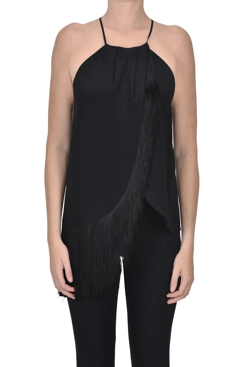 Top in crepè con frange