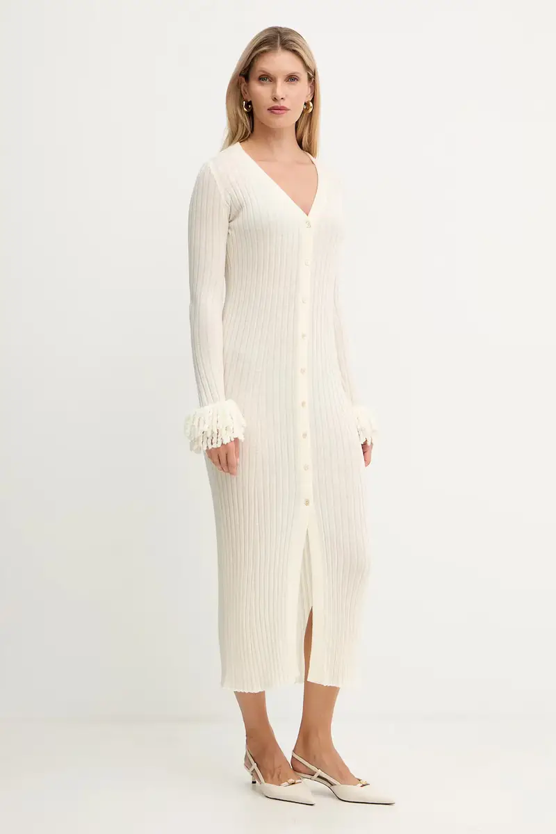 vestito in lana colore beige A25CPABO0201 miniatura 2