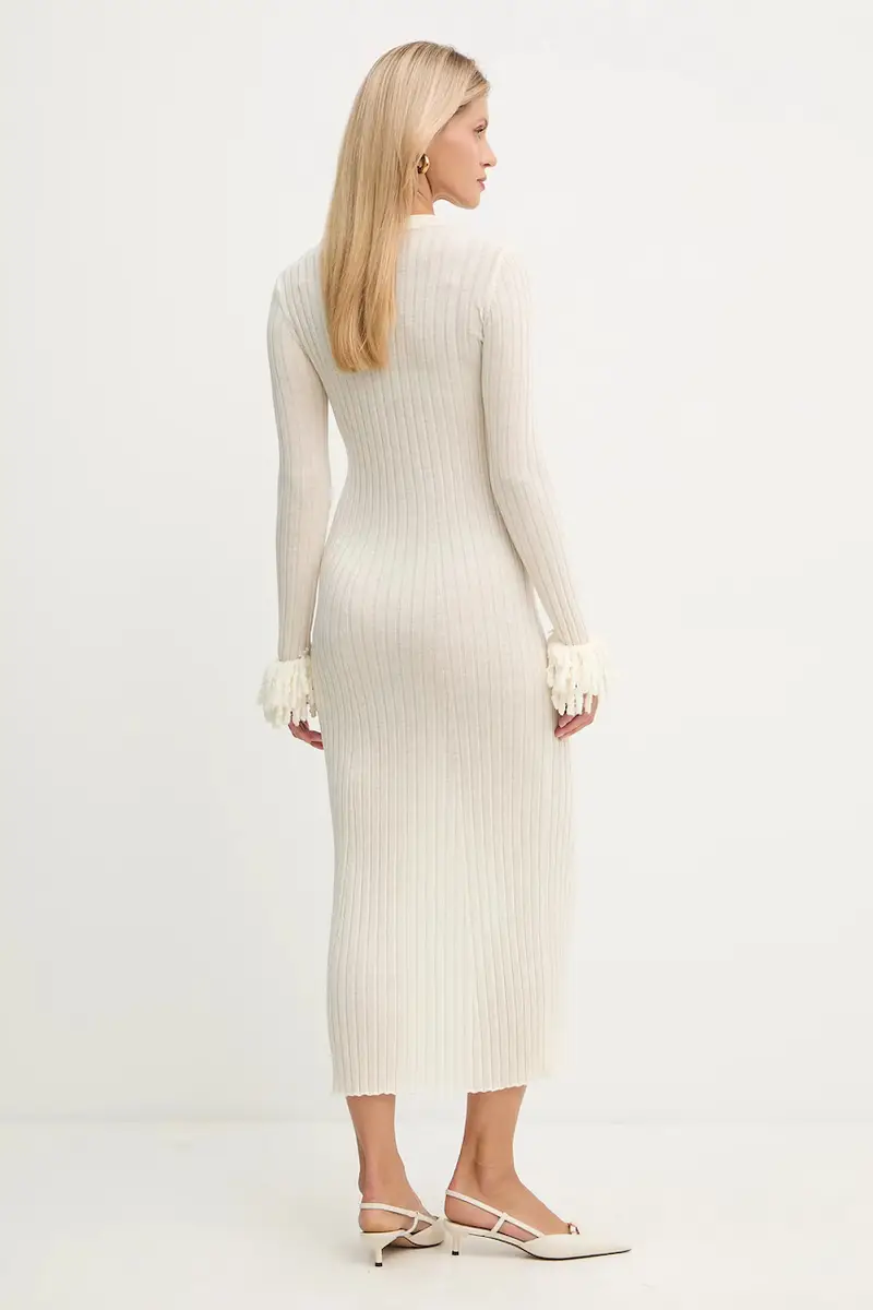 vestito in lana colore beige A25CPABO0201 miniatura 3