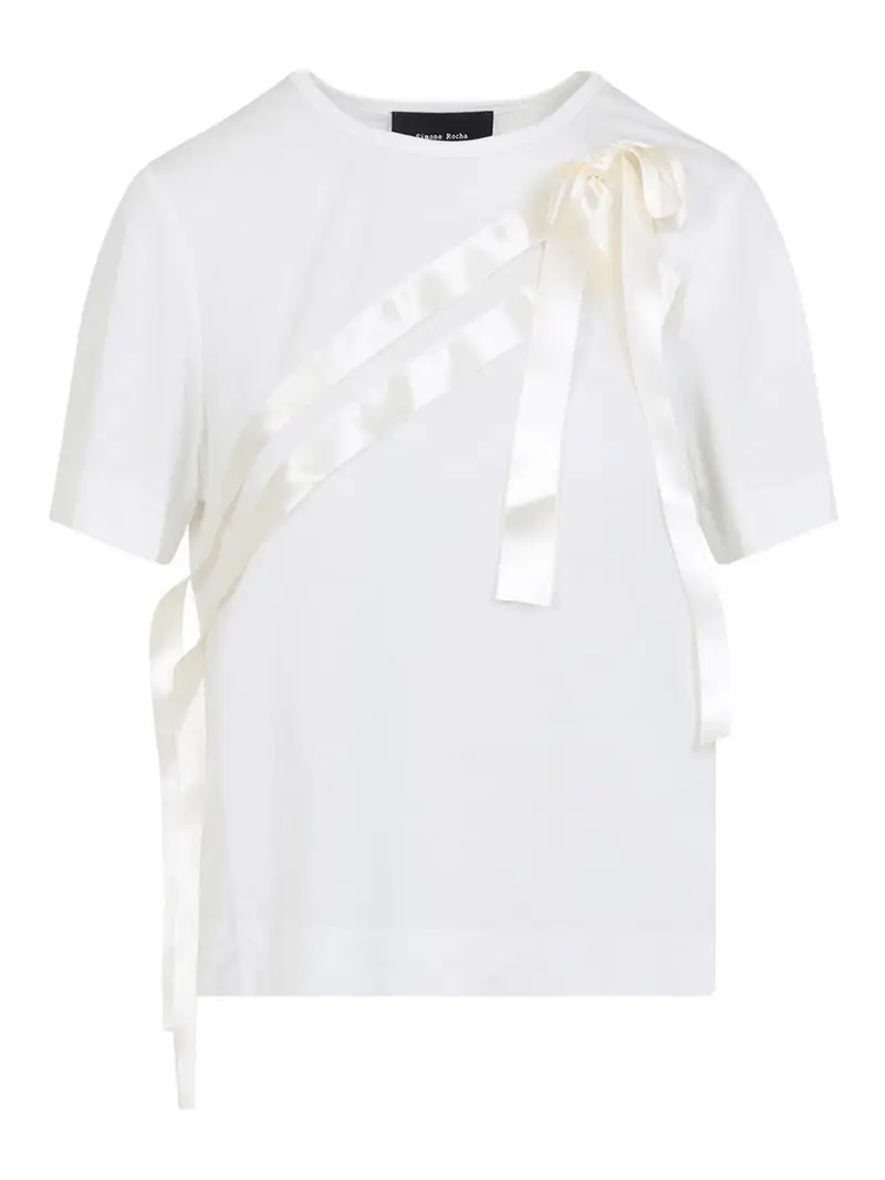 T-shirt facile con fascia con fiocco Bianco