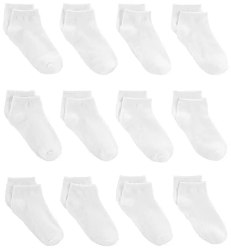 Simple Joys by Carter's 12-Pack No-Show Socks Calzini, Bianco/Grigio/Rosa, 2-3 Anni (Pacco da 12) Unisex