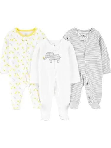 Simple Joys by Carter's 3-Pack Neutral Sleep And Play Dormienti per Neonati e Bambini, Bianco Elefante/Grigio Chiaro