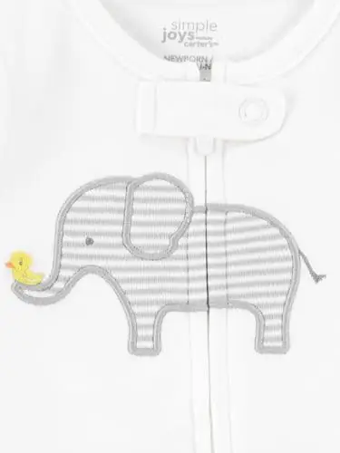 Simple Joys by Carter's 3-Pack Neutral Sleep And Play Dormienti per Neonati e Bambini, Bianco Elefante/Grigio Chiaro miniatura 3