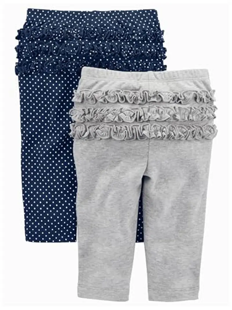 Simple Joys by Carter's 4-Pack Pant Pantaloni, Blu Marino Pois/Grigio/Rosa/Rosa Corallo, 3-6 Mesi (Pacco da 4) Bimba miniatura 2