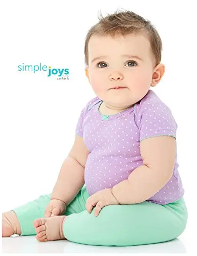 Simple Joys by Carter's 4-Pack Pant Pantaloni, Verde Menta/Rosa/Grigio, 6-9 Mesi (Pacco da 4) Bimba miniatura 2