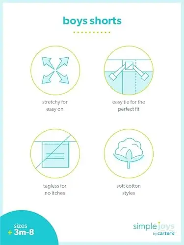 Simple Joys by Carter's Shorts, Pack of 2, Marrone Kaki Chiaro/Blu Marino, 5 Anni (Pacco da 2) Bimbo miniatura 3