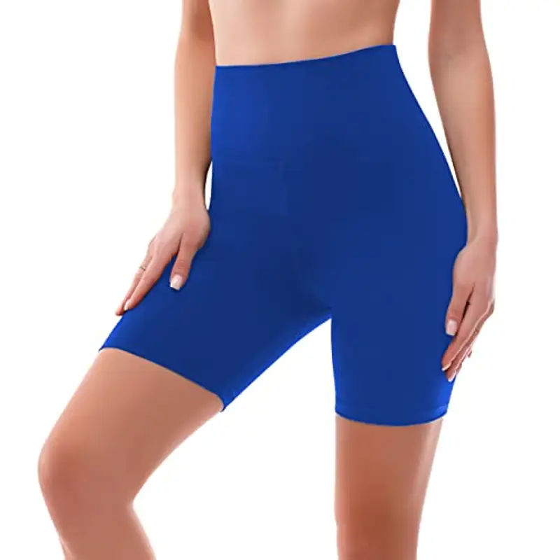 SINOPHANT Pantaloncini Palestra Donna Shorts Vita Alta Morbidi Corti Hotpants, per Yoga, Ciclismo, Yoga, Corsa, Allenamento L-XL,Blu Reale