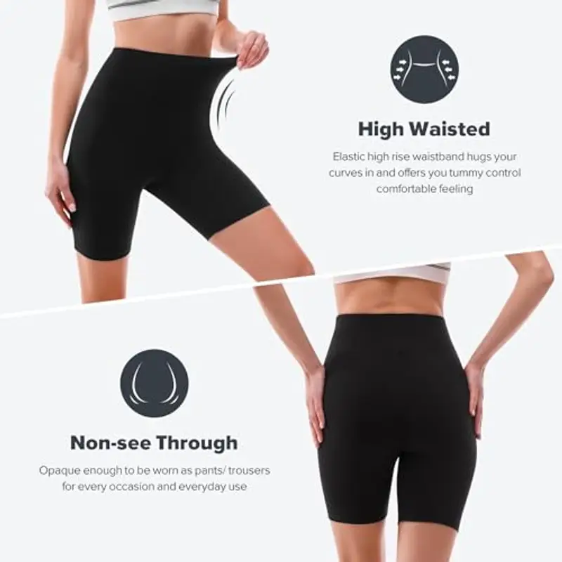 SINOPHANT Pantaloncini Palestra Donna Shorts Vita Alta Morbidi Corti Hotpants, per Yoga, Ciclismo, Yoga, Corsa, Allenamento S-M, Nero/Nero/Nero miniatura 3