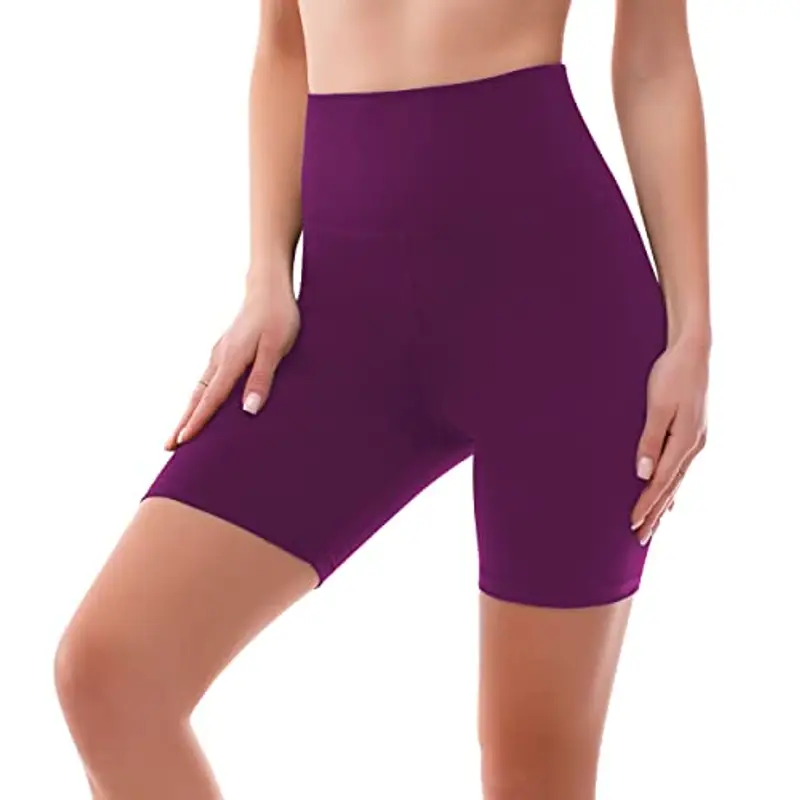 SINOPHANT Pantaloncini Palestra Donna Shorts Vita Alta Morbidi Corti Hotpants, per Yoga, Ciclismo, Yoga, Corsa, Allenamento S-M,Prugna Viola