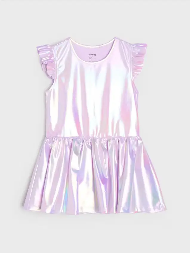 Abito con effetto metallico e volant Active - rosa cipria