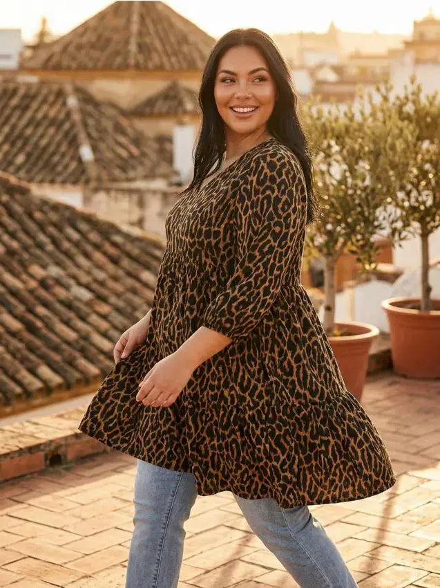 Abito con stampa leopardata Plus Multicolor