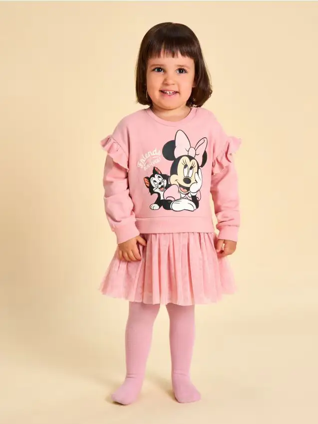 Abito felpa con tulle Minnie Mouse - rosa