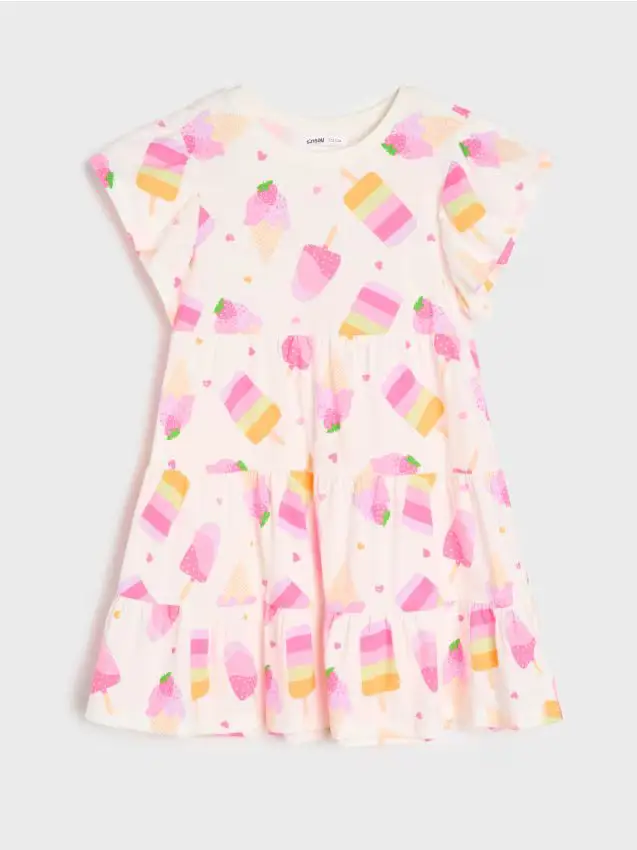 Abito felpato in cotone - panna