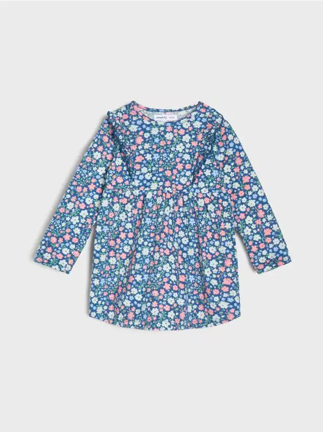 Abito in cotone con motivo floreale - acqua