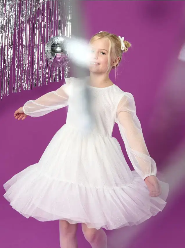 Abito leggero con maniche trasparenti - bianco