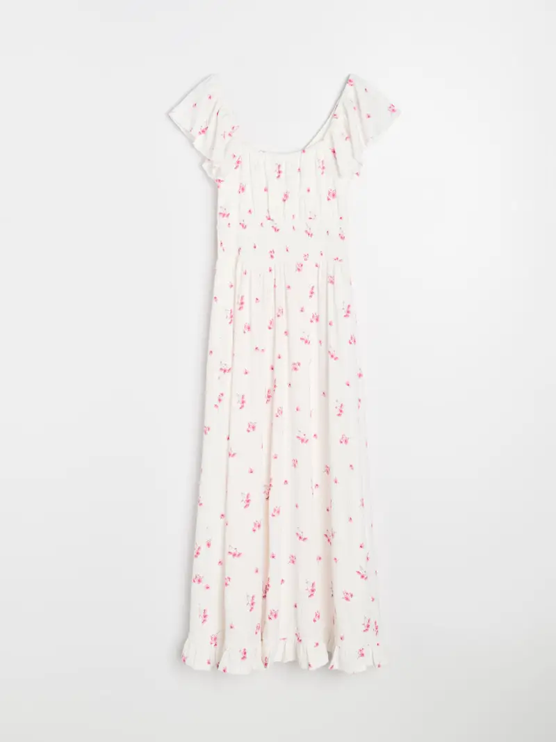 Abito maxi con volant con stampa floreale - multicolor miniatura 3