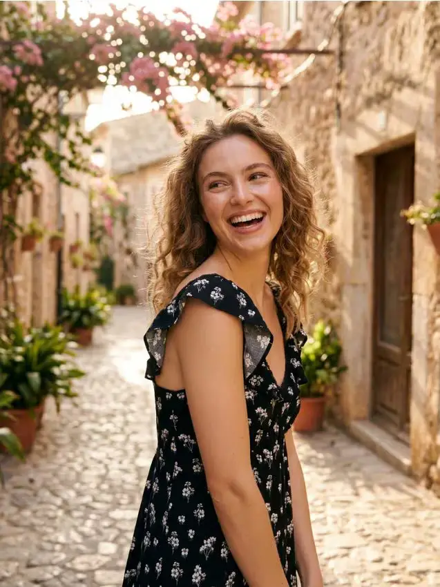 Abito maxi in viscosa a fiori - multicolor