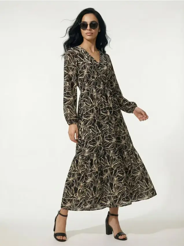 Abito maxi in viscosa a fiori - multicolor