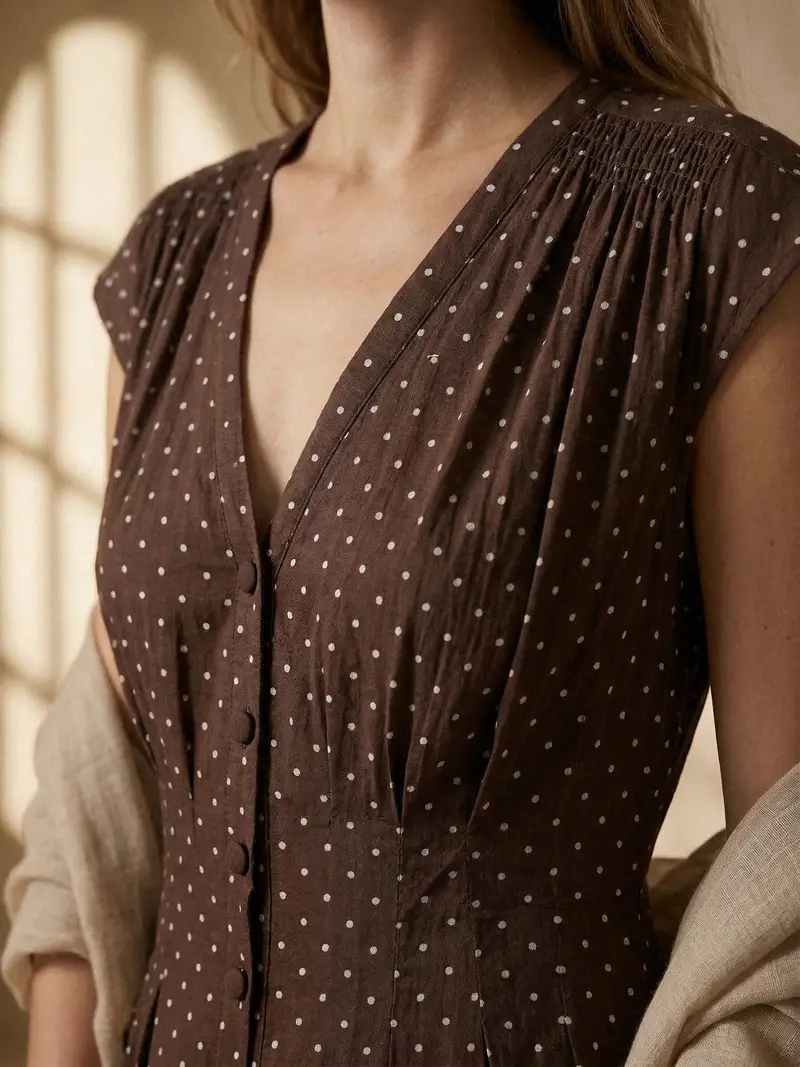 Abito midi con pieghe e arricciature in viscosa a pois - multicolor miniatura 4