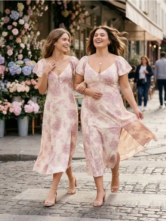 Abito midi in viscosa con spacco e stampa floreale - multicolor