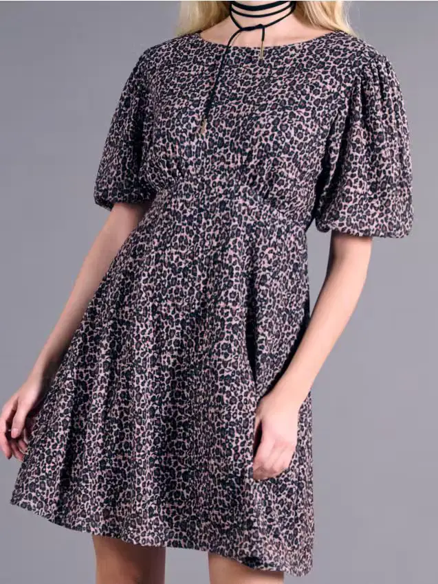 Abito mini con manica a sbuffo - multicolor