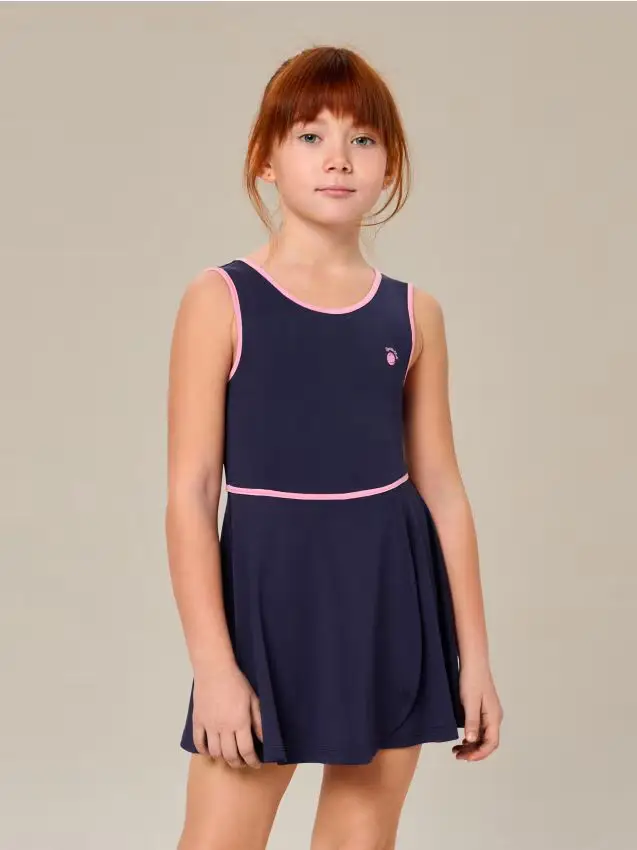 Abito sportivo con bordi a contrasto - blu scuro