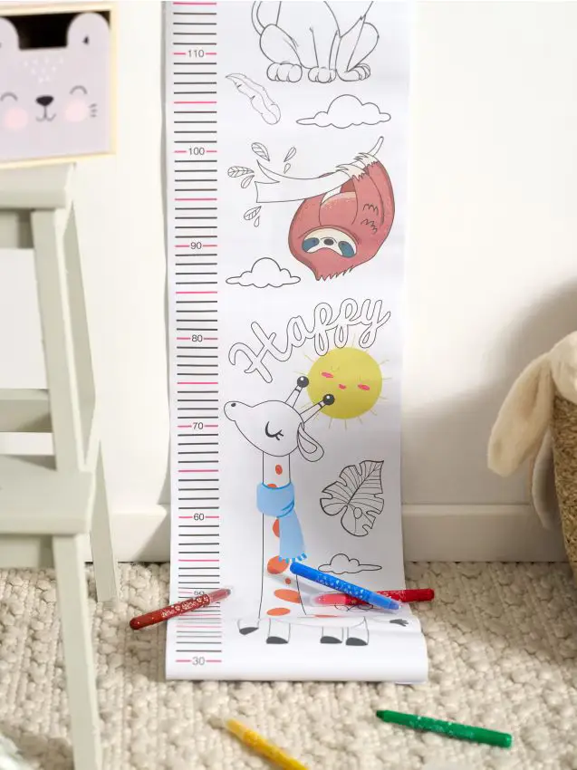 Album da colorare - metro per la crescita con pennarelli, set da 8 - multicolor