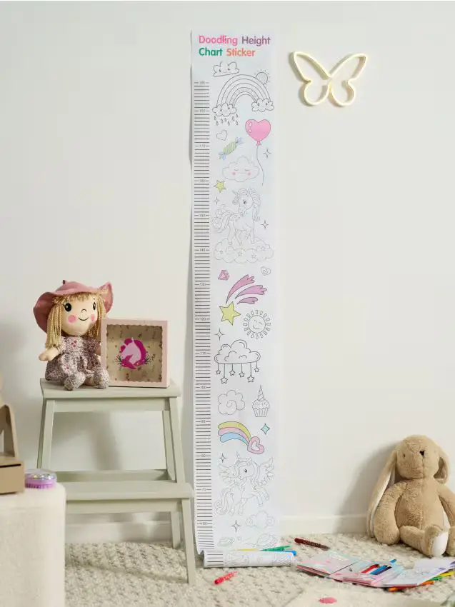 Album da colorare - metro per la crescita con pennarelli, set da 8 - rosa