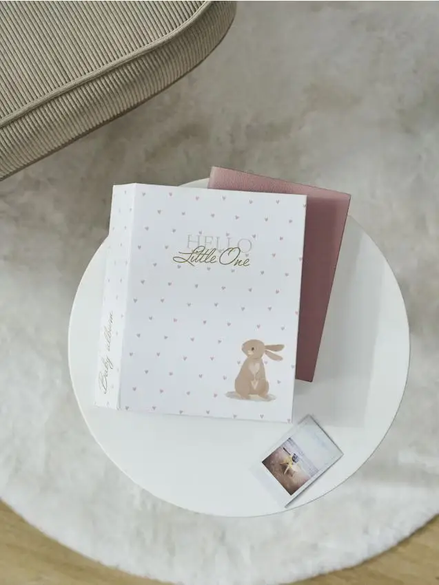Album fotografico per bambini con motivo di coniglio - panna