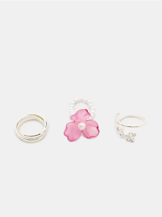 Anelli con motivo floreale 3 pack - multicolor