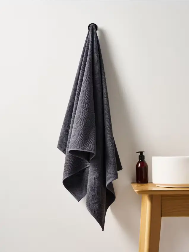 Asciugamano con motivo jacquard - grigio scuro