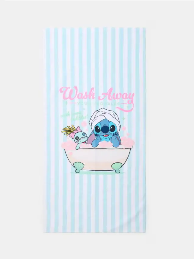 Asciugamano in cotone Lilo & Stitch - blu pallido