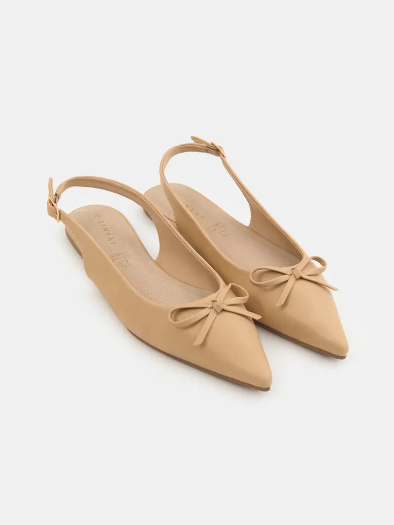 Ballerine con fiocco e soletta in pelle - beige miniatura 2