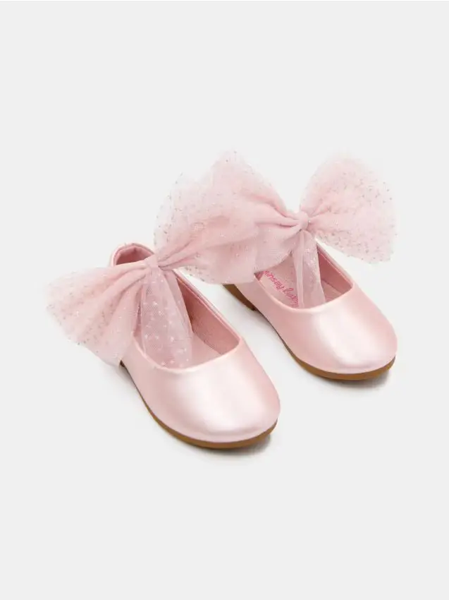 Ballerine con fiocco in tulle - rosa pastello