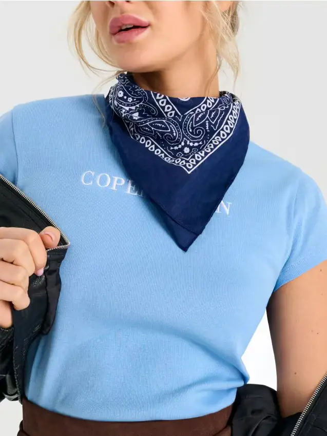 Bandana in cotone con motivo paisley - blu scuro