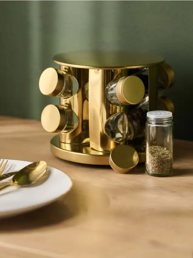 Barattoli porta spezie con supporto 9 pack - oro