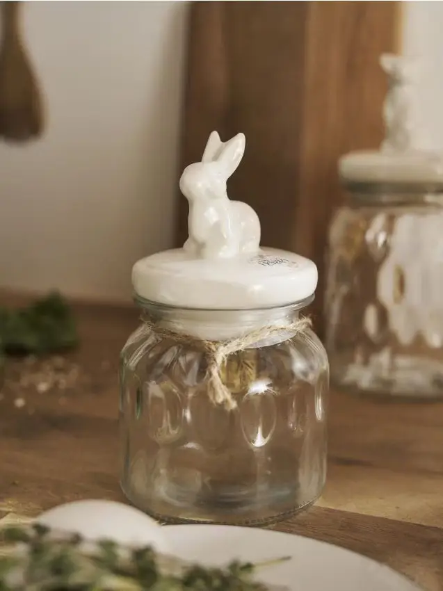 Barattolo con coperchio decorativo con coniglietto pasquale - clear
