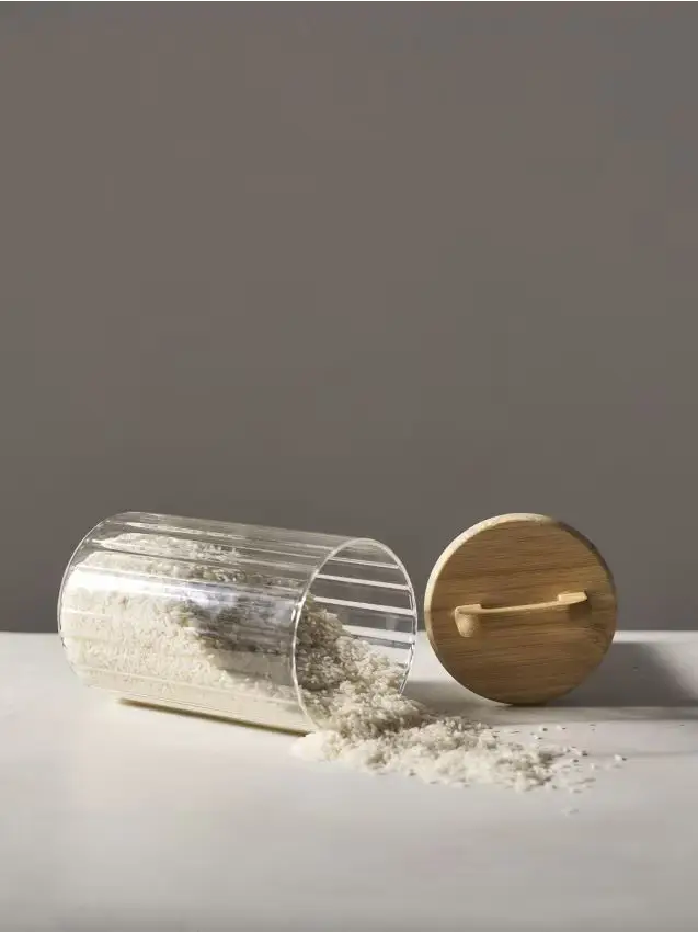 Barattolo in vetro per alimenti con coperchio in bambù - clear