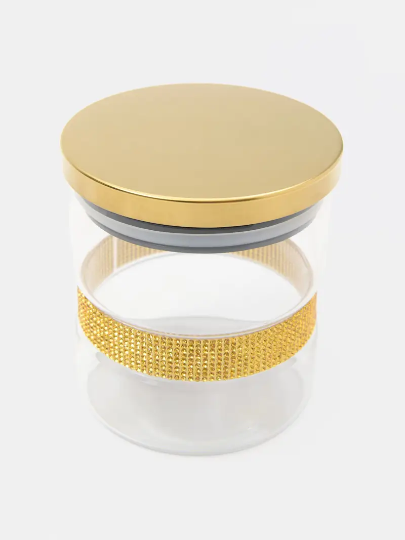 Barattolo per alimenti con coperchio ed elementi lucidi - oro miniatura 4