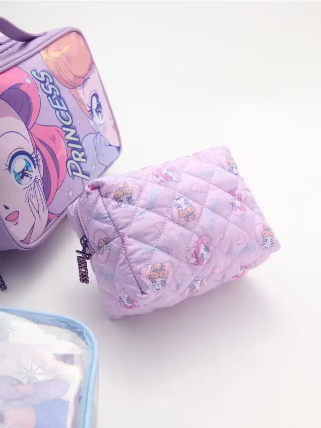 Beauty case trapuntato con ciondolo Disney Princess - lavanda