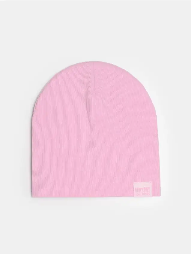 Berretto a costine con toppa - rosa shocking