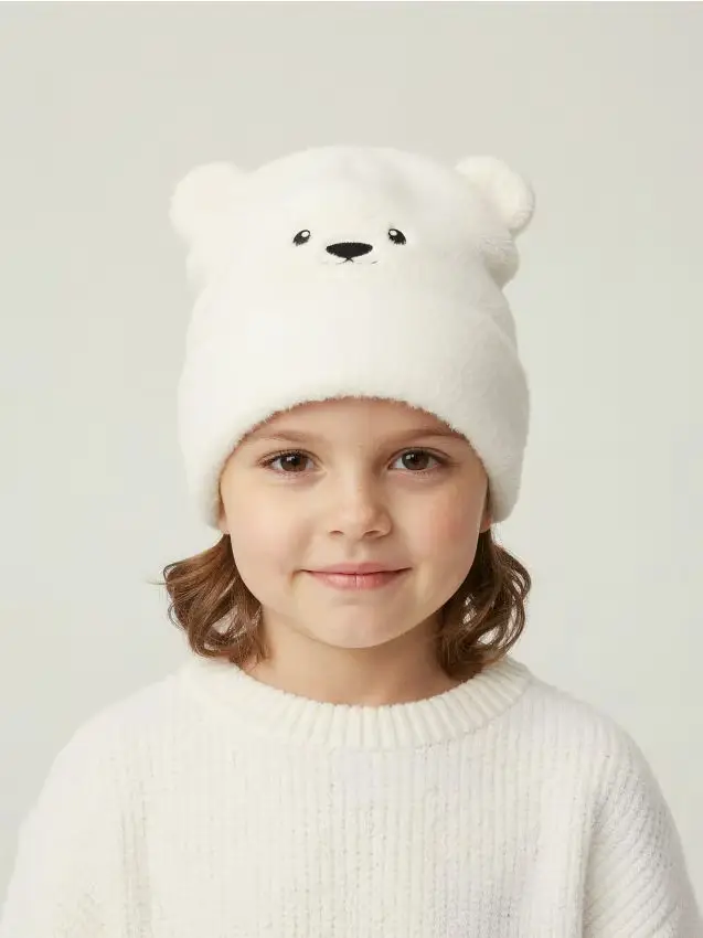 Berretto con elementi 3D - panna