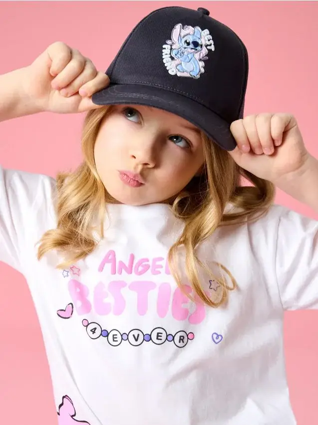 Berretto in misto cotone con toppa Stitch - grigio scuro