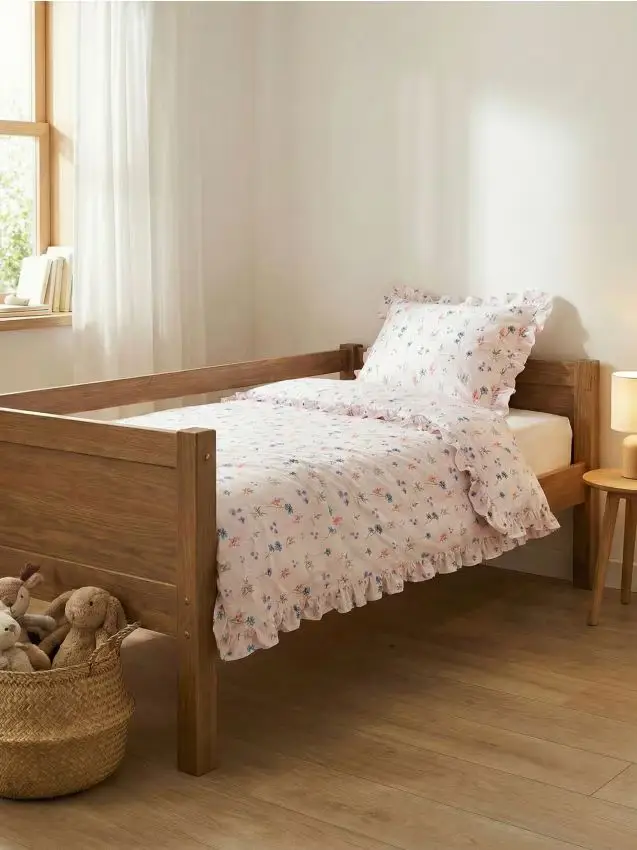 Biancheria da letto per bambini in cotone con volant - rosa pastello