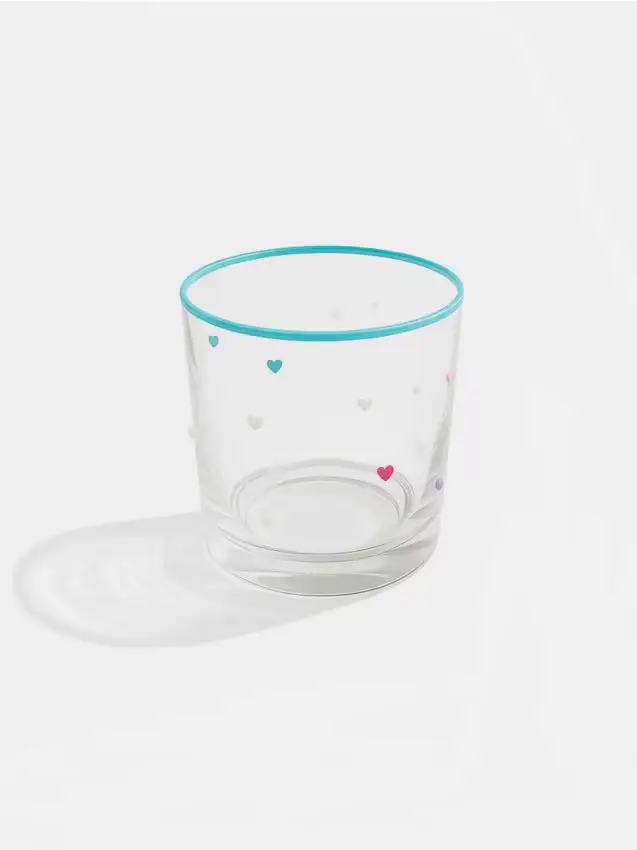 Bicchiere con cuori - blu pallido