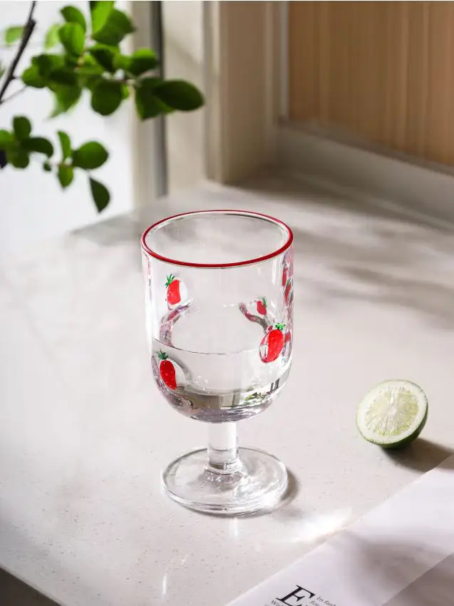 Bicchiere con motivo di frutta - rosso