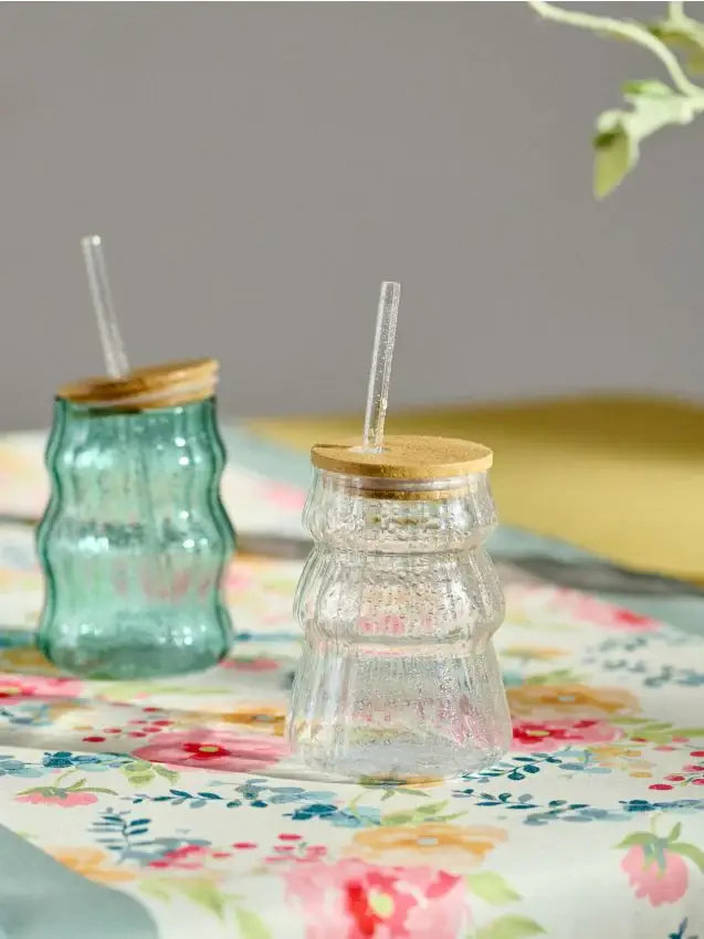 Bicchiere riutilizzabile con cannuccia - clear