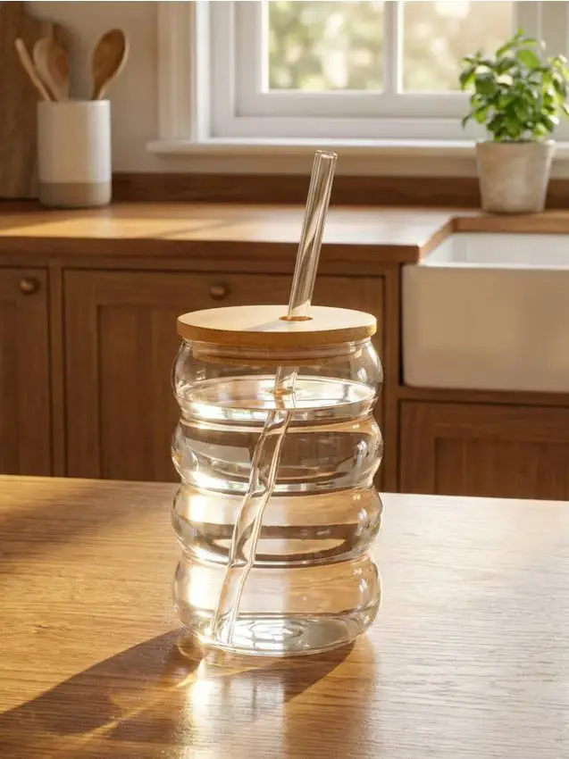 Bicchiere riutilizzabile con cannuccia - clear